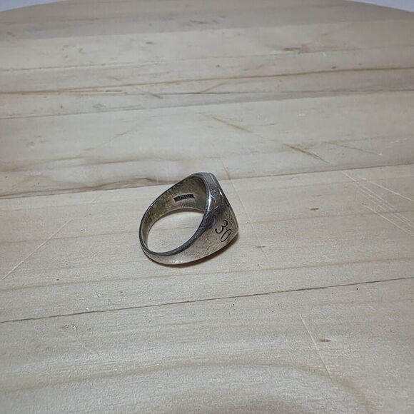 Ford Motors 30th Anniversary Sterling Silver Onyx Award Signet Ring Size 11 16G - Picture 5 of 9